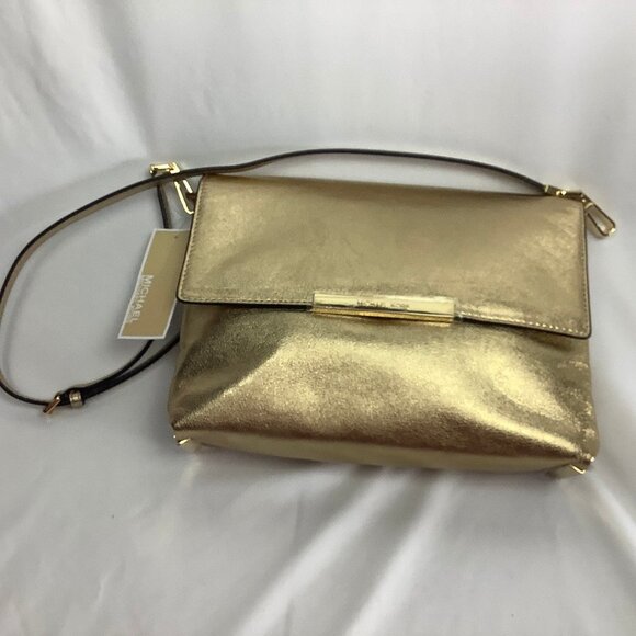 MK Gold LANA Small Clutch Leather Shoulder Bag NWT - Picture 11 of 15